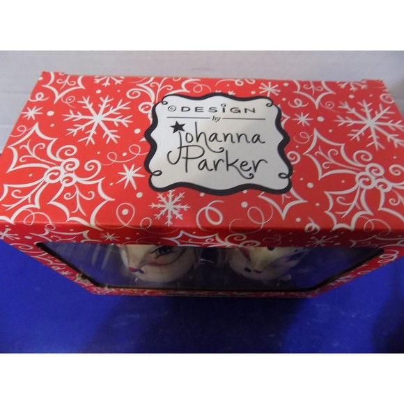 NEW Johanna Parker Design Reindeer Salt and Pepper Shakers Noel Holiday Ceramic - Picture 3 of 5